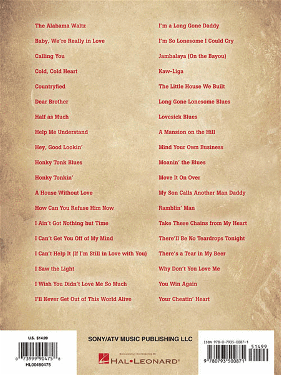 The Best of Hank Williams – 2nd Edition Piano, Vocal, Guitar scores gallery preview page 2