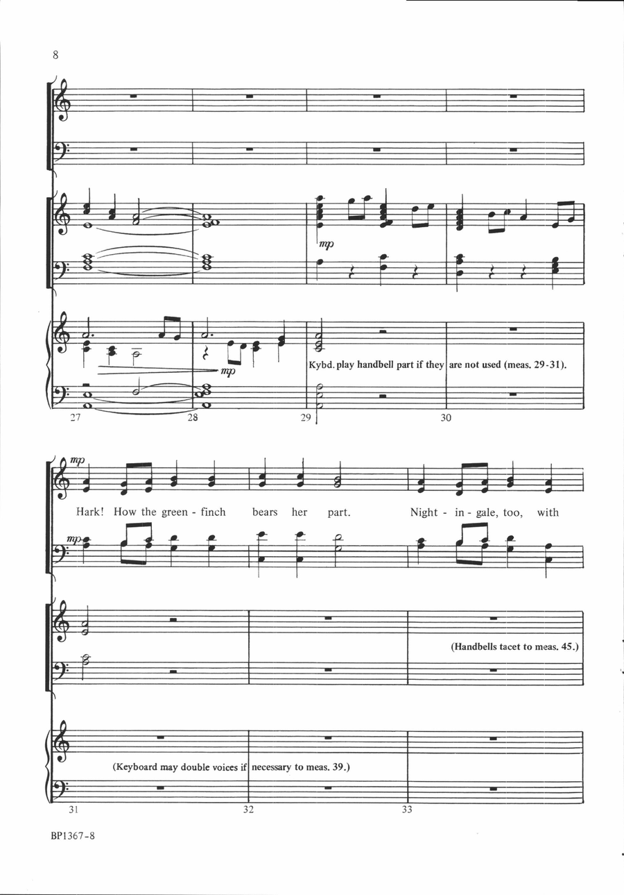 Carol of the Birds - Kinyon - choral version 4-Part scores gallery preview page 7