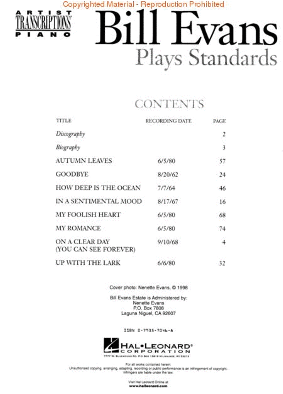 The Bill Evans Collection Piano Solo scores gallery preview page 2