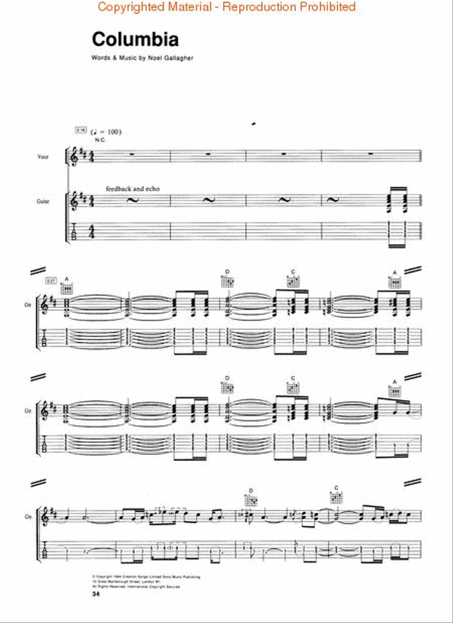 Oasis – Definitely Maybe Oasis – Definitely Maybe Electric Guitar scores gallery preview page 5