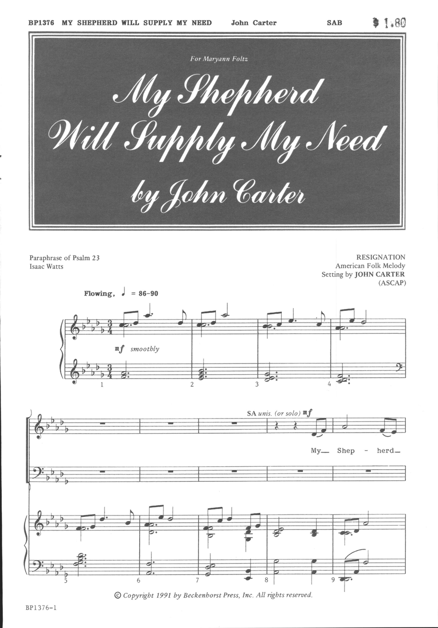 My Shepherd Will Supply My Need - Carter 3-Part scores gallery preview page 2