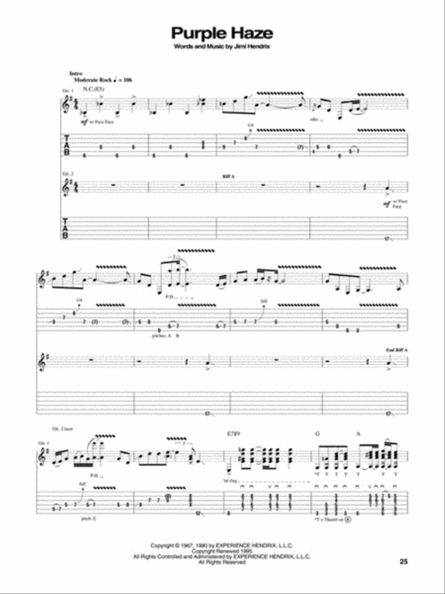 Jimi Hendrix – Are You Experienced? Guitar Tablature scores gallery preview page 5