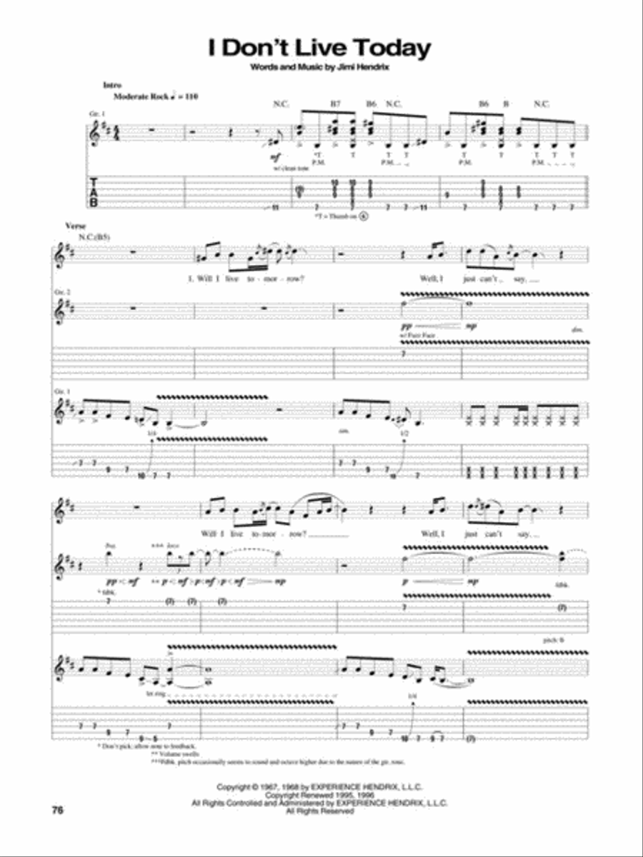 Jimi Hendrix – Are You Experienced? Guitar Tablature scores gallery preview page 6