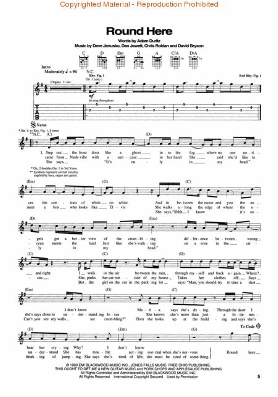 Counting Crows – August & Everything After Electric Guitar scores gallery preview page 2