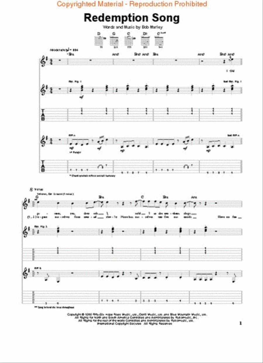 Bob Marley – Songs of Freedom Electric Guitar scores gallery preview page 2