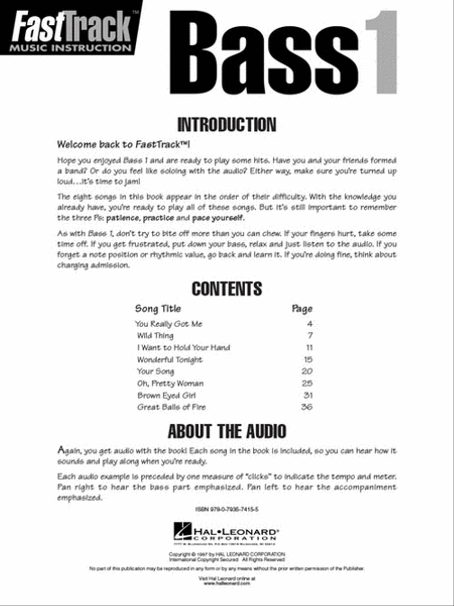 FastTrack Bass Songbook 1 – Level 1