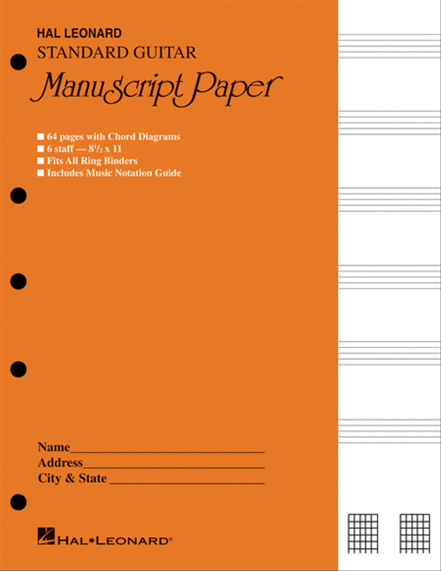 Guitar Manuscript Paper - Standard (Gold Cover) Guitar scores gallery preview page 1