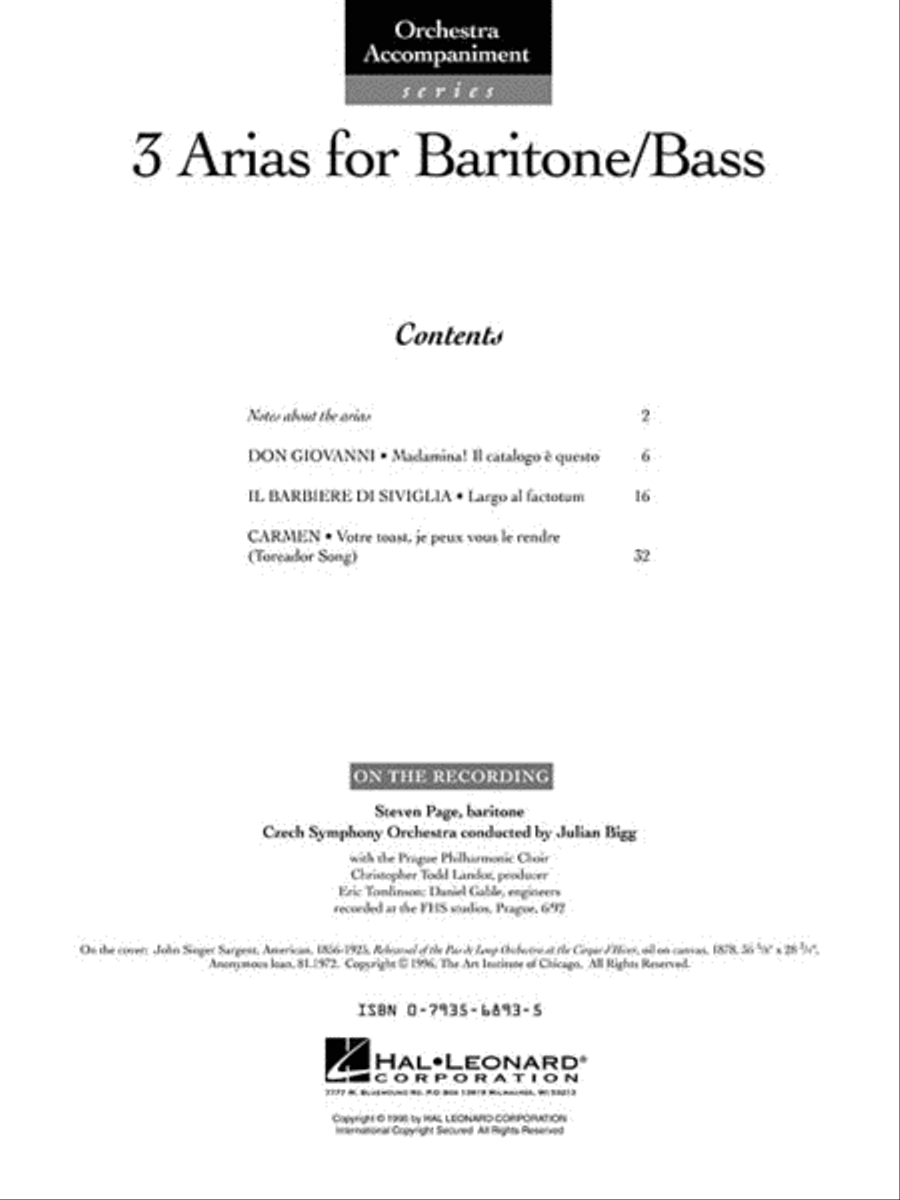 3 Arias for Baritone/Bass