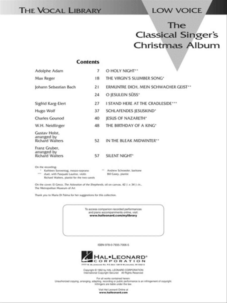 The Classical Singer's Christmas Album scores gallery preview page 2