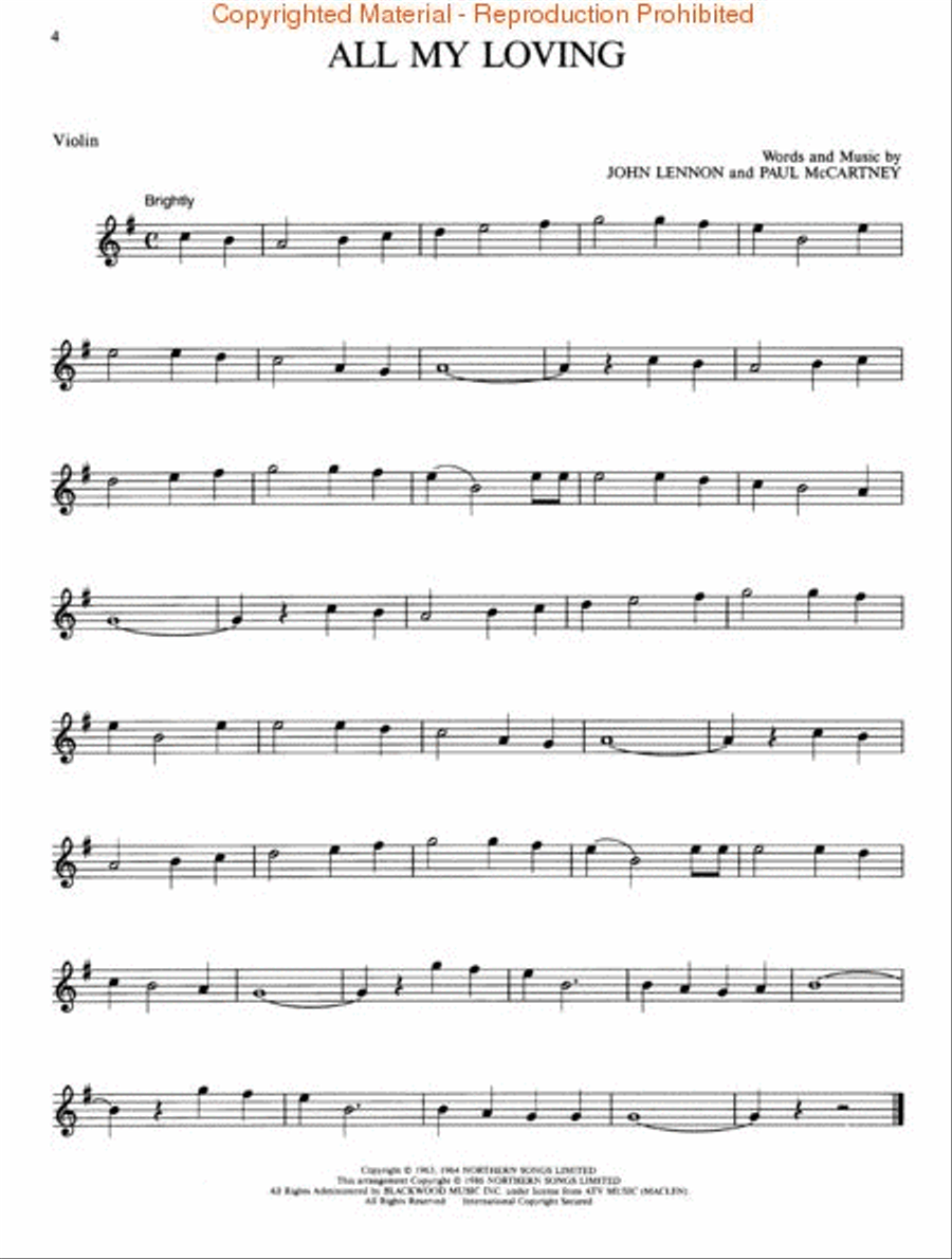 Lennon & McCartney - 60 Greatest Hits - Violin Violin Solo scores gallery preview page 3