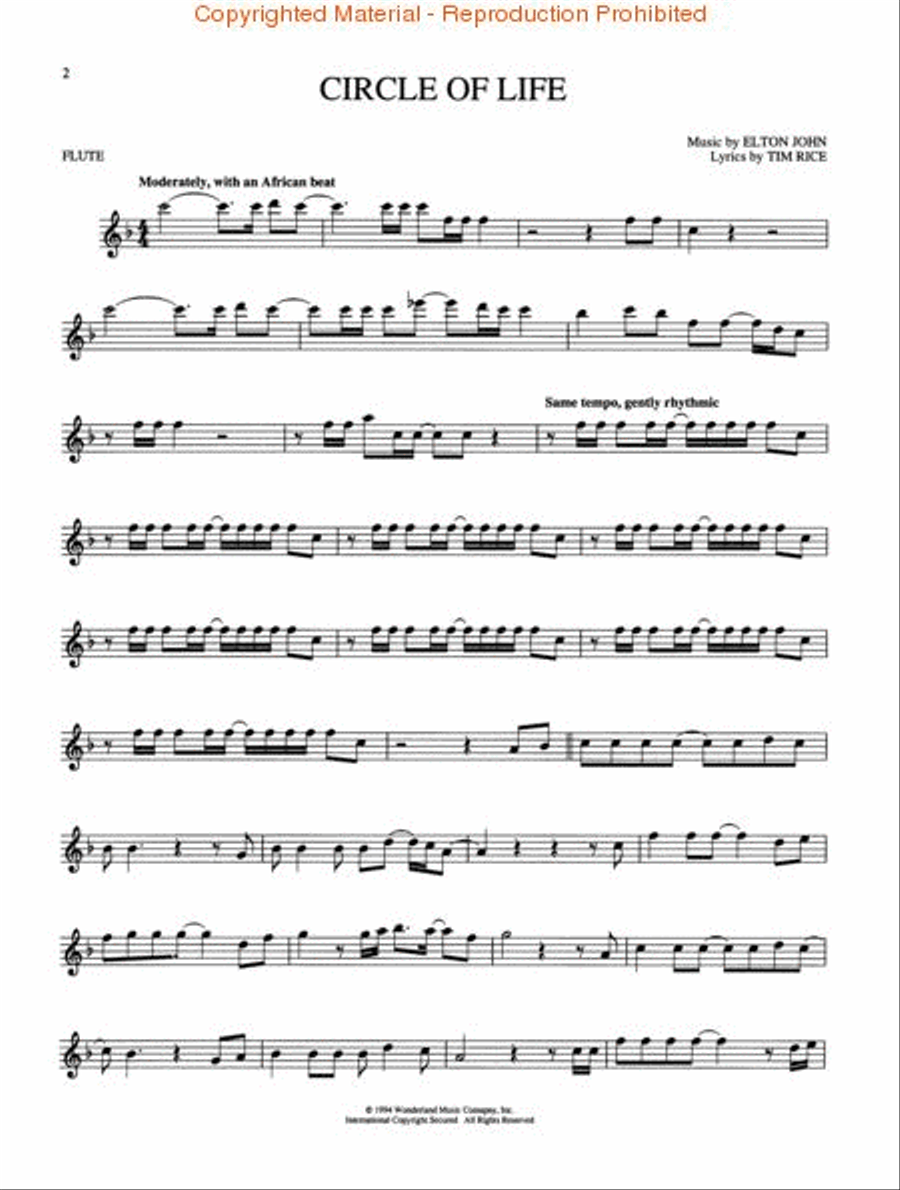 The Lion King (Flute) Flute Solo scores gallery preview page 2