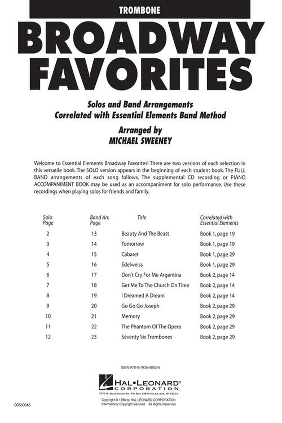 Broadway Favorites - Trombone Concert Band Methods scores gallery preview page 3