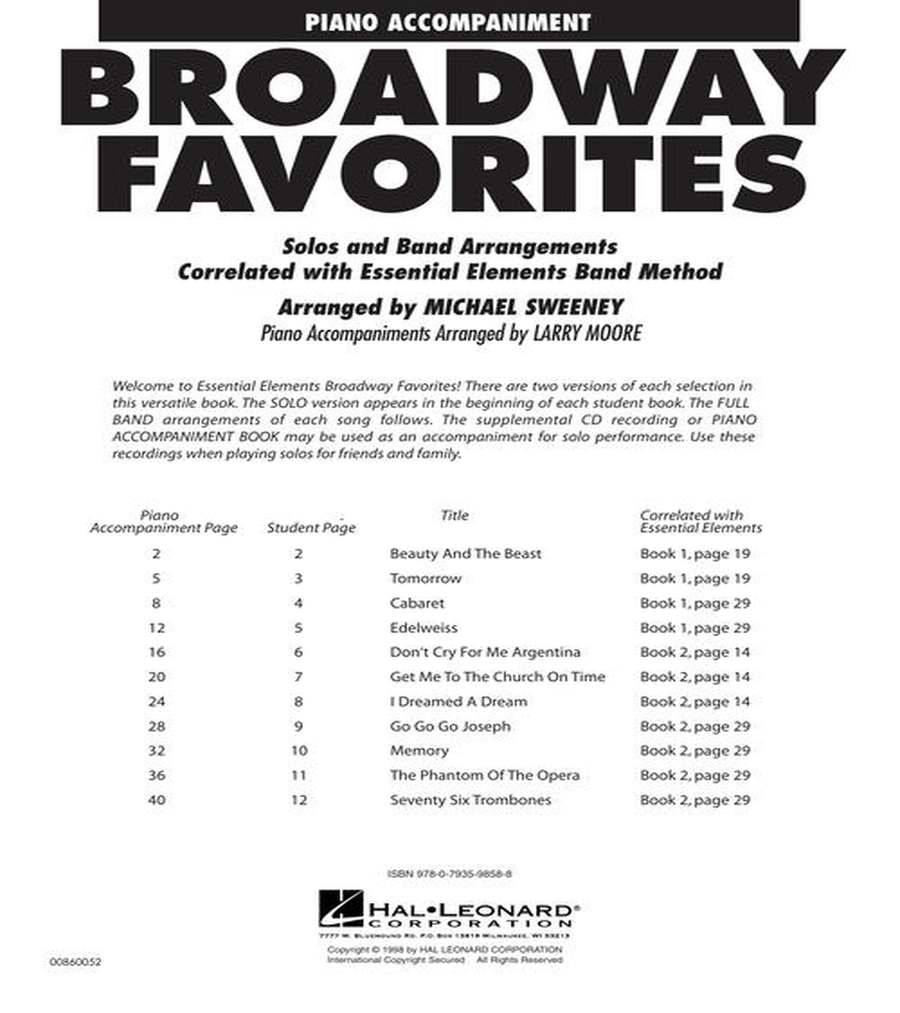 Broadway Favorites - Piano Accompaniment Concert Band Methods scores gallery preview page 3