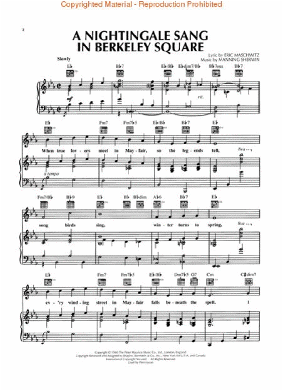 A Nightingale Sang In Berkely Square Piano, Vocal, Guitar scores gallery preview page 2