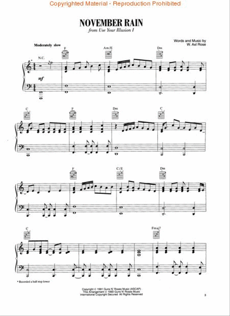 Selections From Use Your Illusion I & II For Piano Voice scores gallery preview page 2