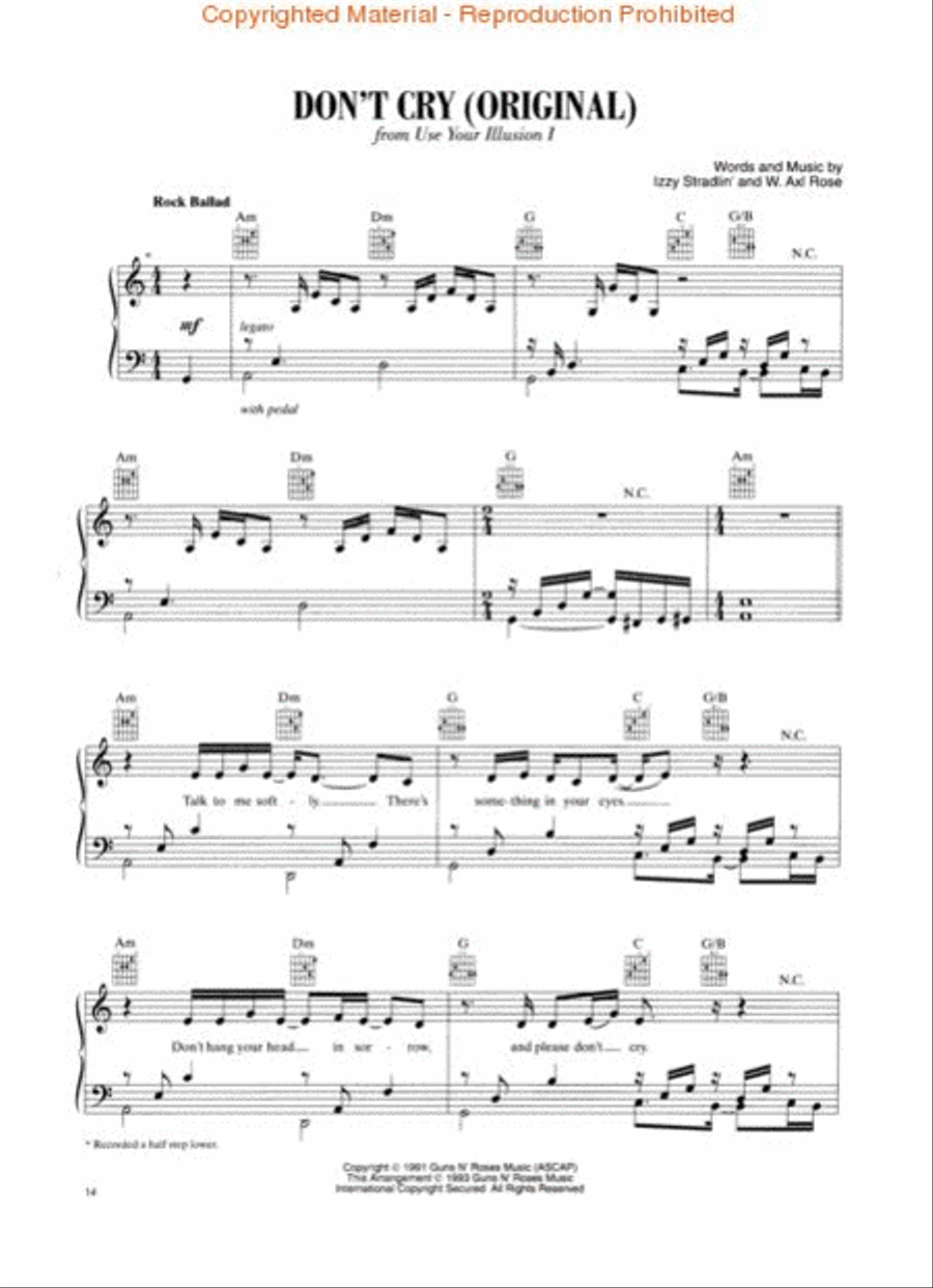 Selections From Use Your Illusion I & II For Piano Voice scores gallery preview page 3