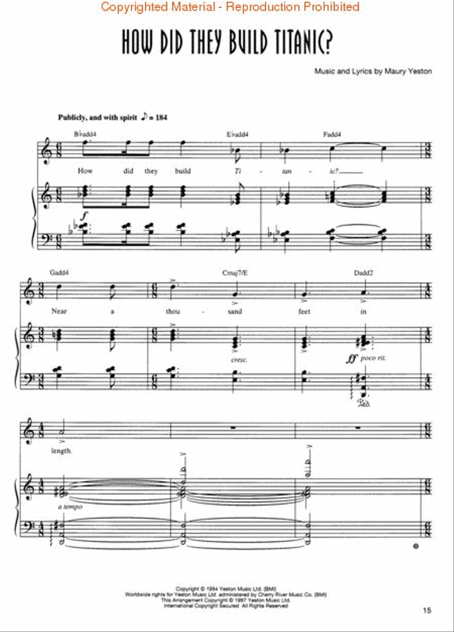 Titanic: The Musical Piano, Vocal, Guitar scores gallery preview page 2