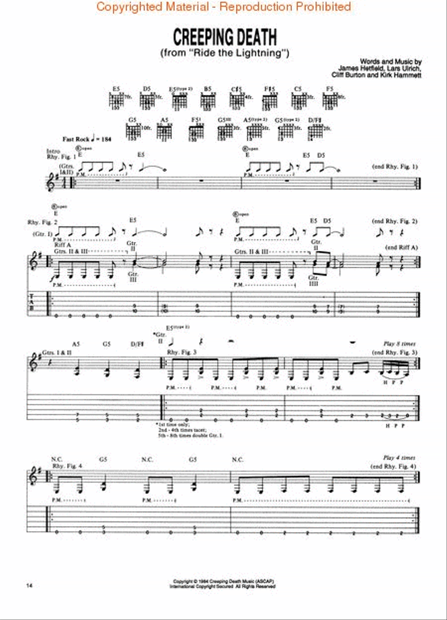 5 Of The Best For Guitar - Metallica, Volume 1 Electric Guitar scores gallery preview page 3