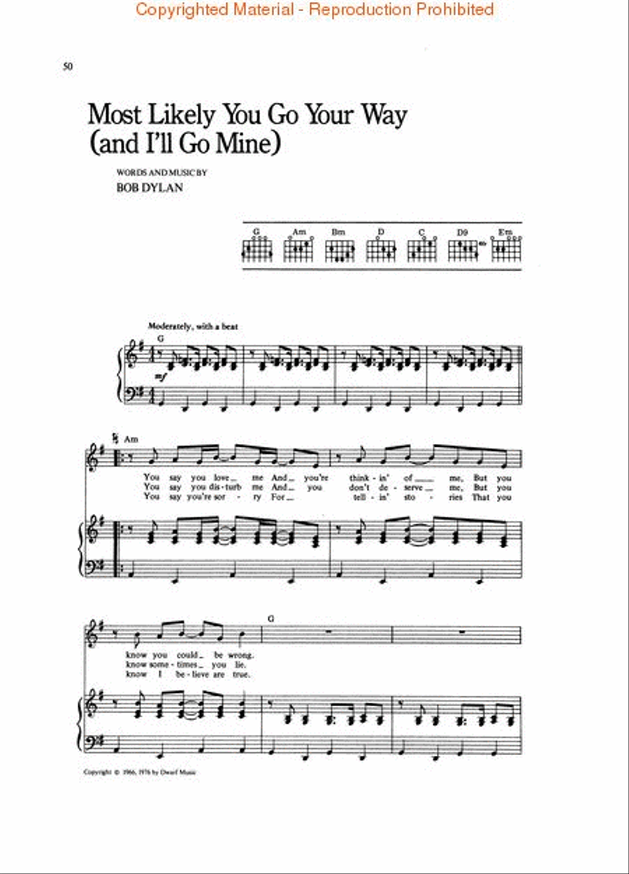 The Songs of Bob Dylan Piano, Vocal, Guitar scores gallery preview page 4