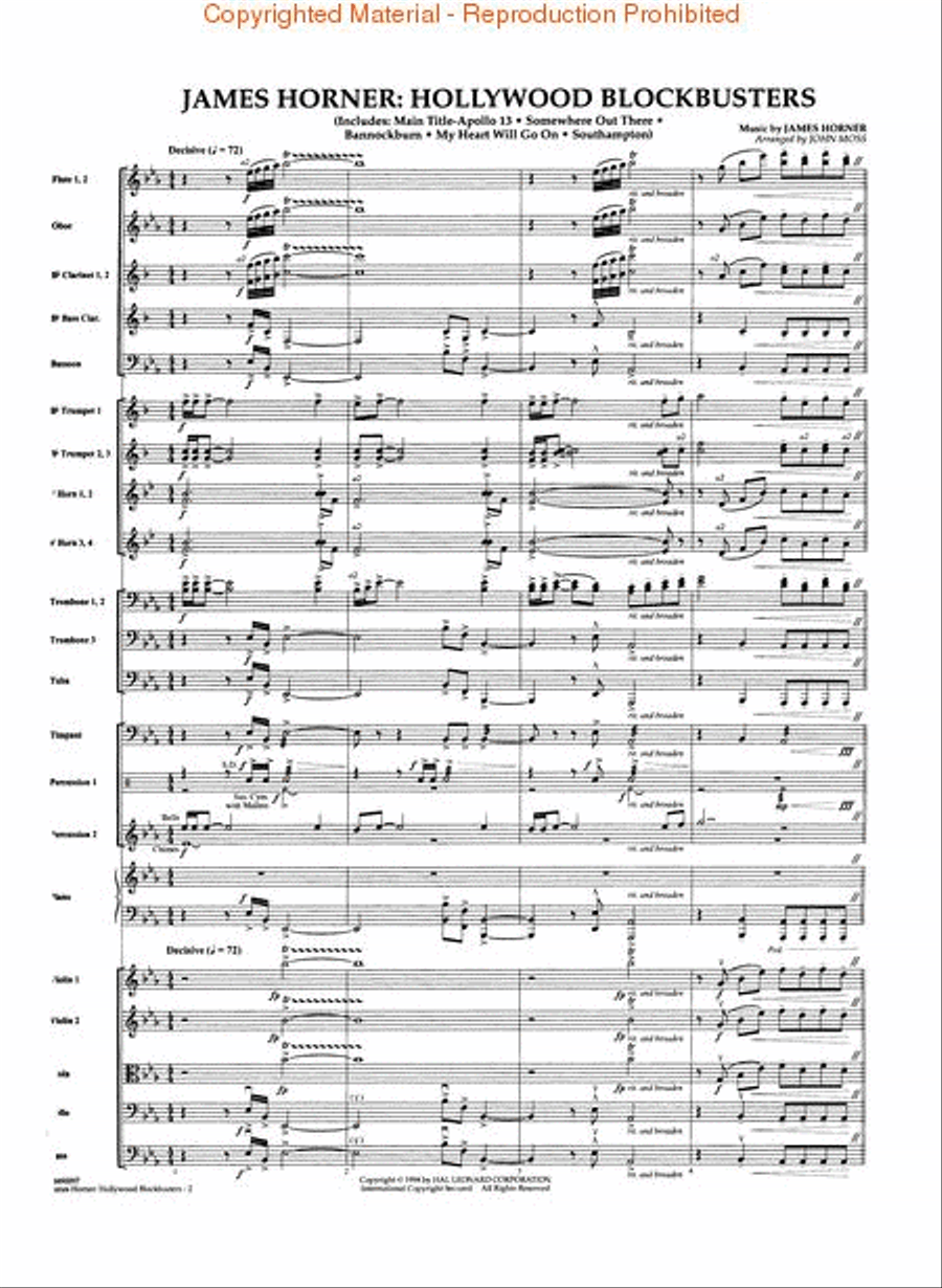 James Horner – Hollywood Blockbusters Full Orchestra scores gallery preview page 2