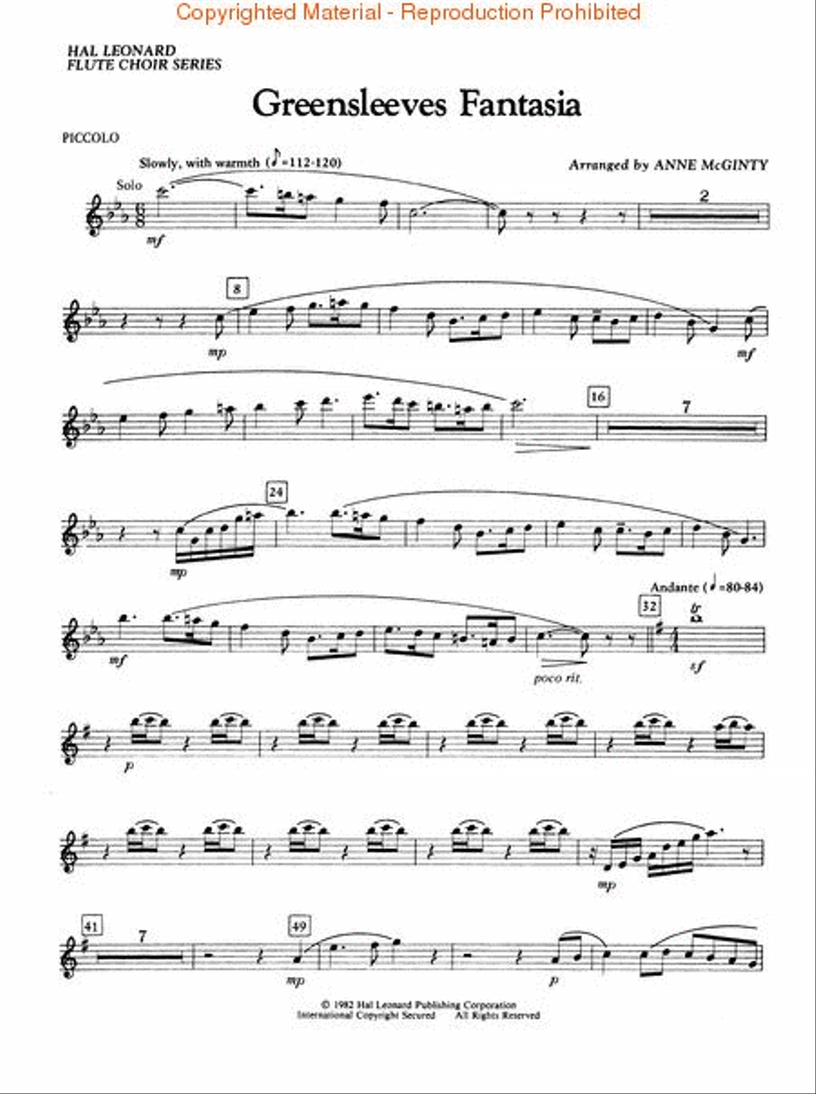 Greensleeves Fantasia - Flute Choir Series Flute Choir scores gallery preview page 3