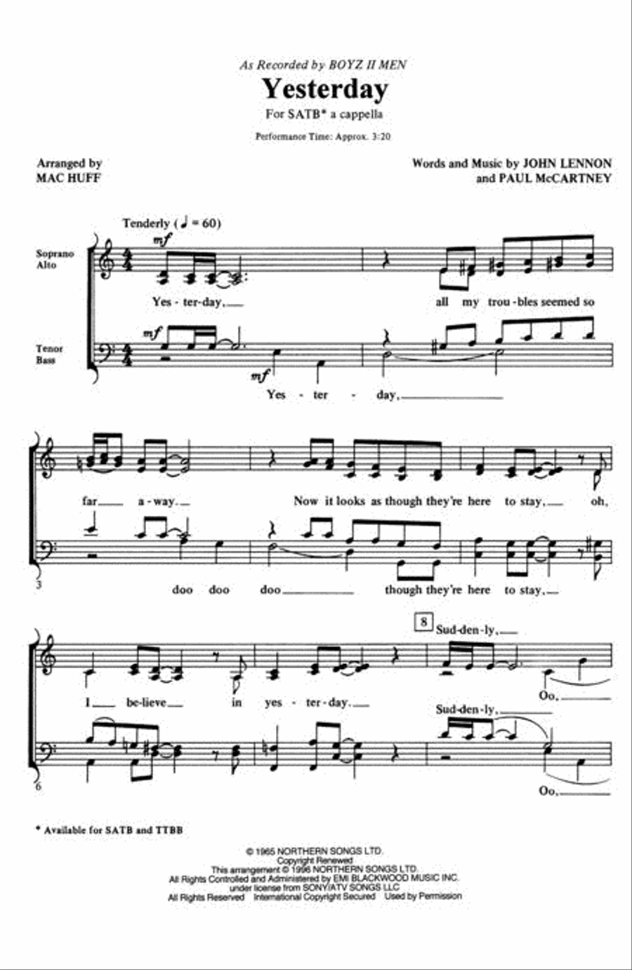 Yesterday Yesterday 4-Part scores gallery preview page 2