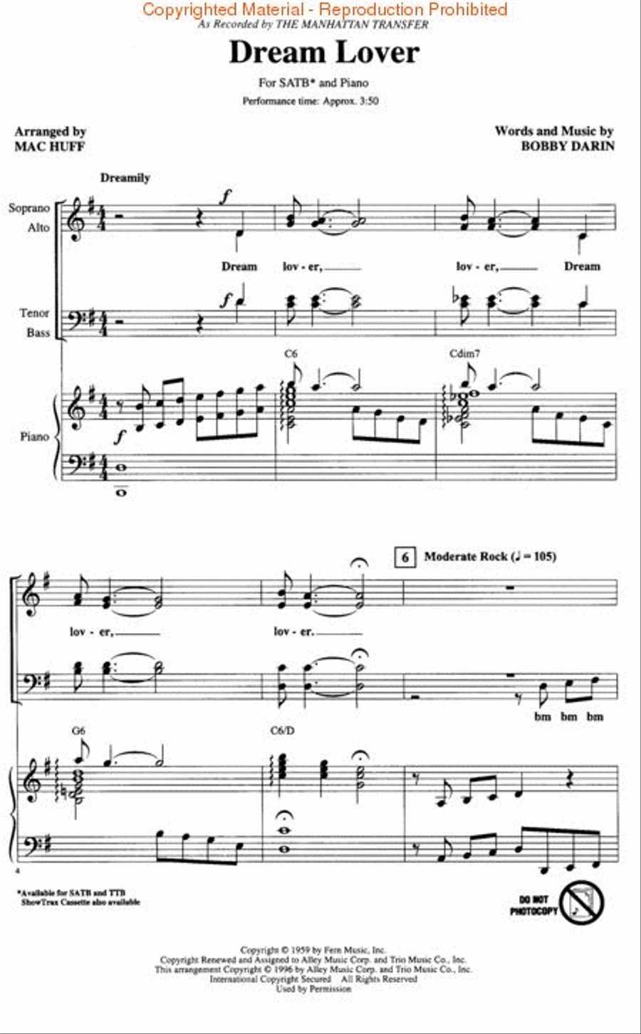 Dream Lover Dream Lover 4-Part scores gallery preview page 2