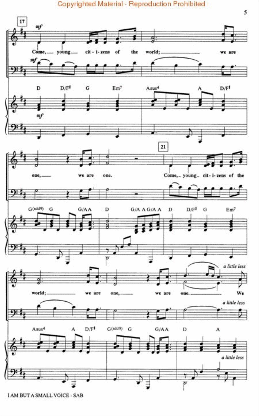 I Am But a Small Voice I Am But a Small Voice 3-Part scores gallery preview page 3