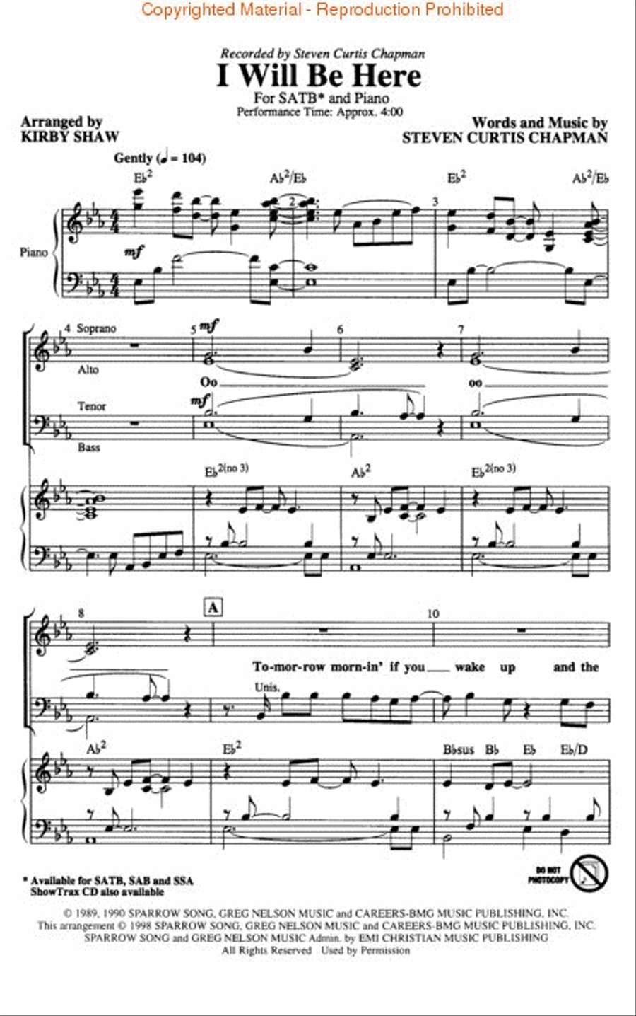 I Will Be Here I Will Be Here 4-Part scores gallery preview page 2
