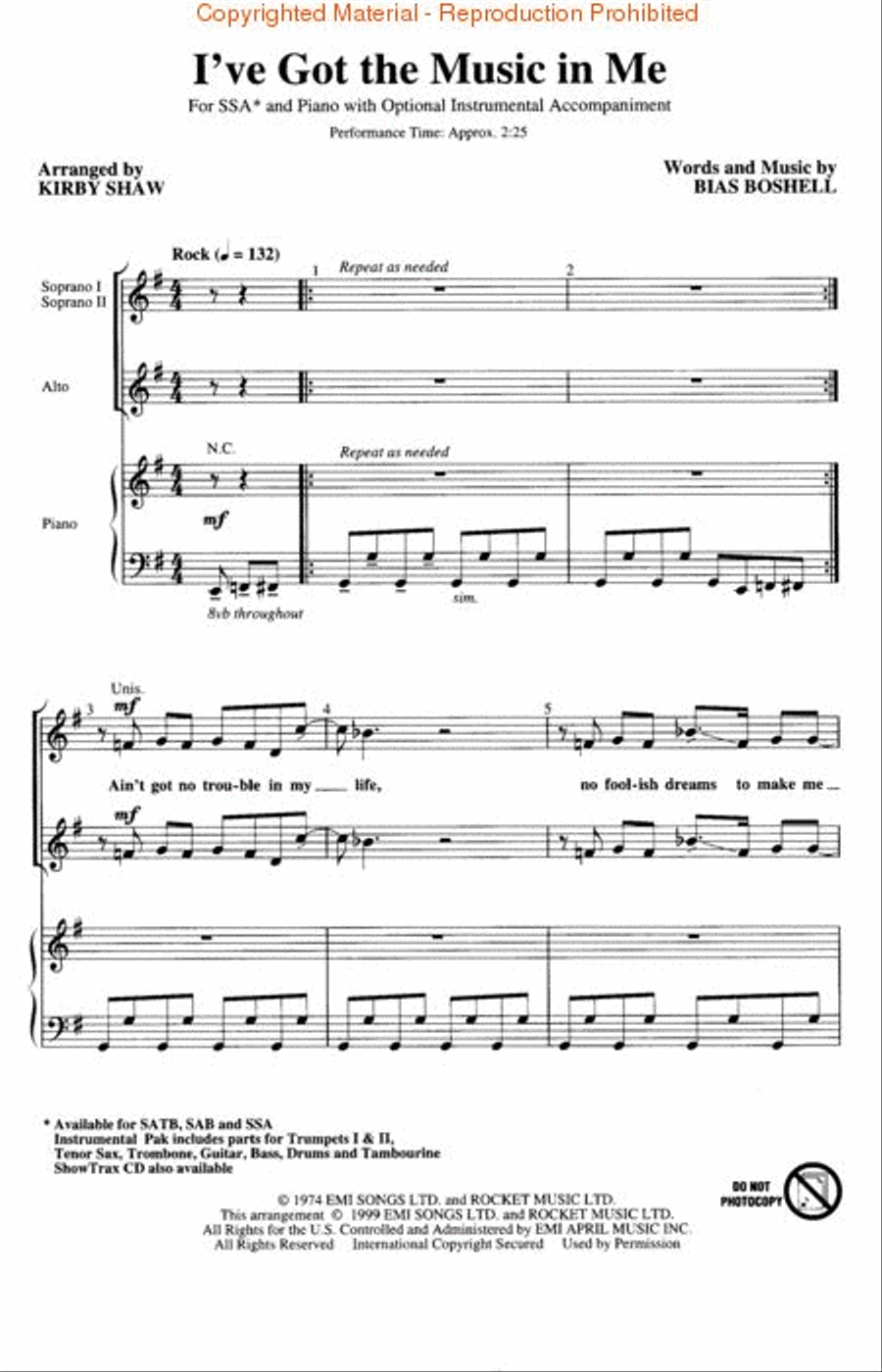 I've Got the Music in Me I've Got the Music in Me SSA scores gallery preview page 2