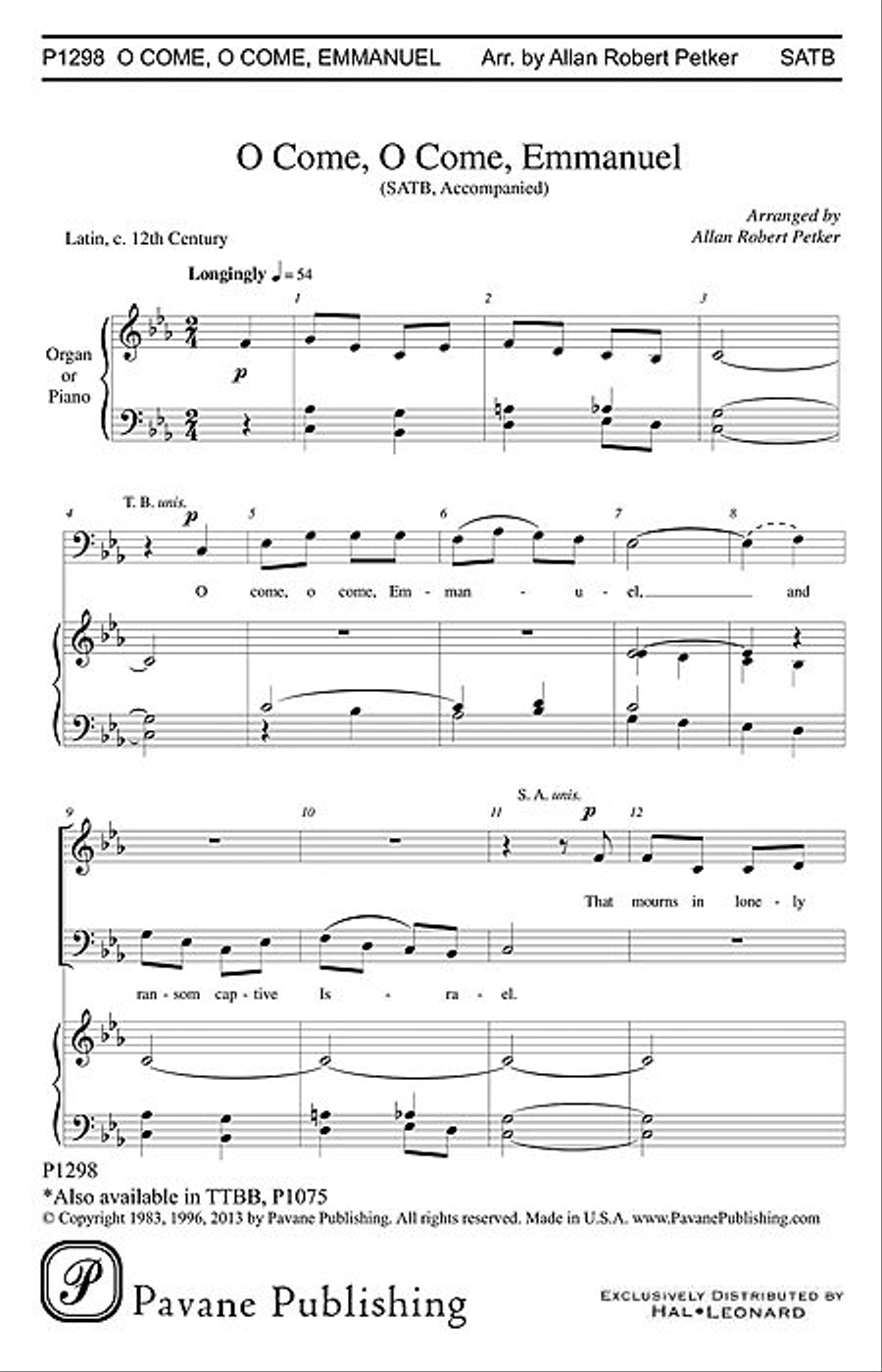 O Come, O Come, Emmanuel O Come, O Come, Emmanuel TTBB scores gallery preview page 1
