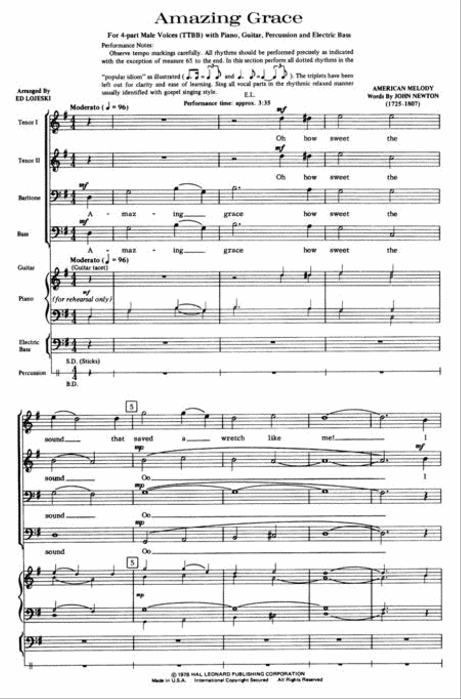 Amazing Grace Amazing Grace TTBB scores gallery preview page 2