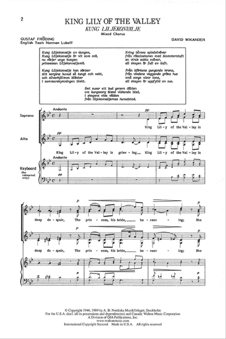 King Lily of the Valley King Lily of the Valley 4-Part scores gallery preview page 2