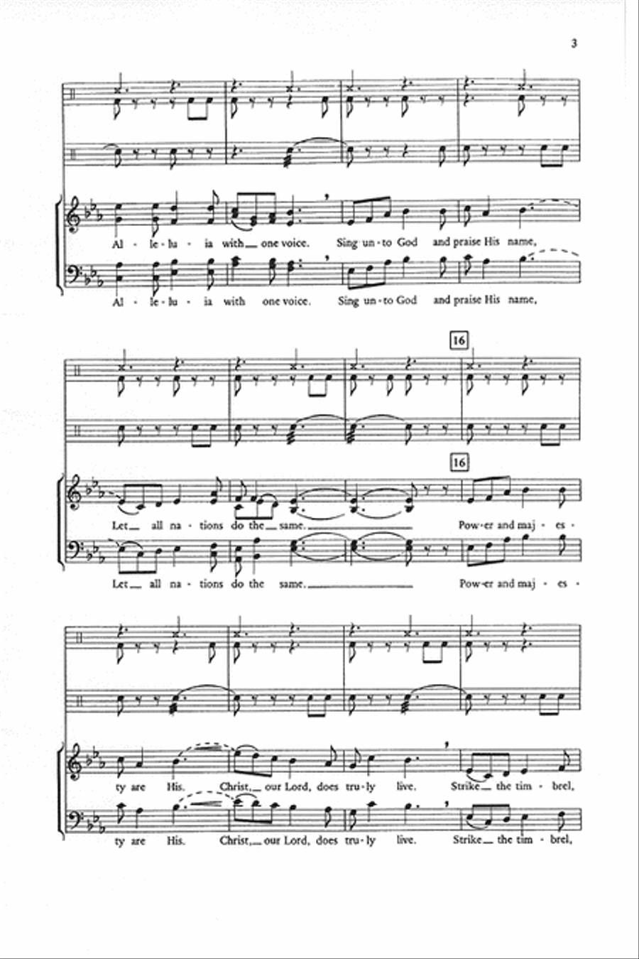 Three Sacred Pieces (1. Joyfully Let Praises Ring, 2. Of the Father's Love Begotten, 3. Adoro te devote) 4-Part scores gallery preview page 3