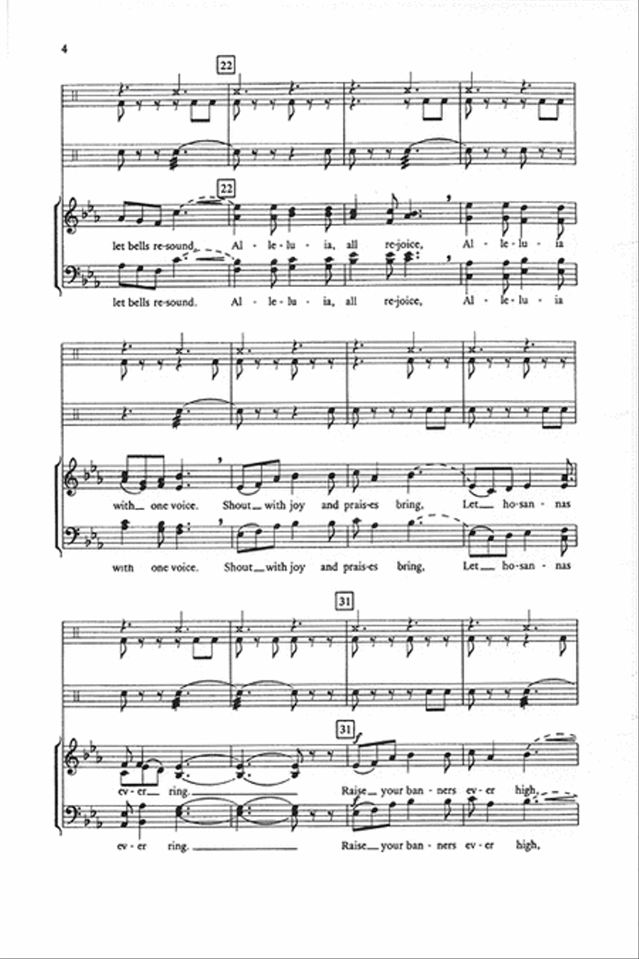 Three Sacred Pieces (1. Joyfully Let Praises Ring, 2. Of the Father's Love Begotten, 3. Adoro te devote) 4-Part scores gallery preview page 4