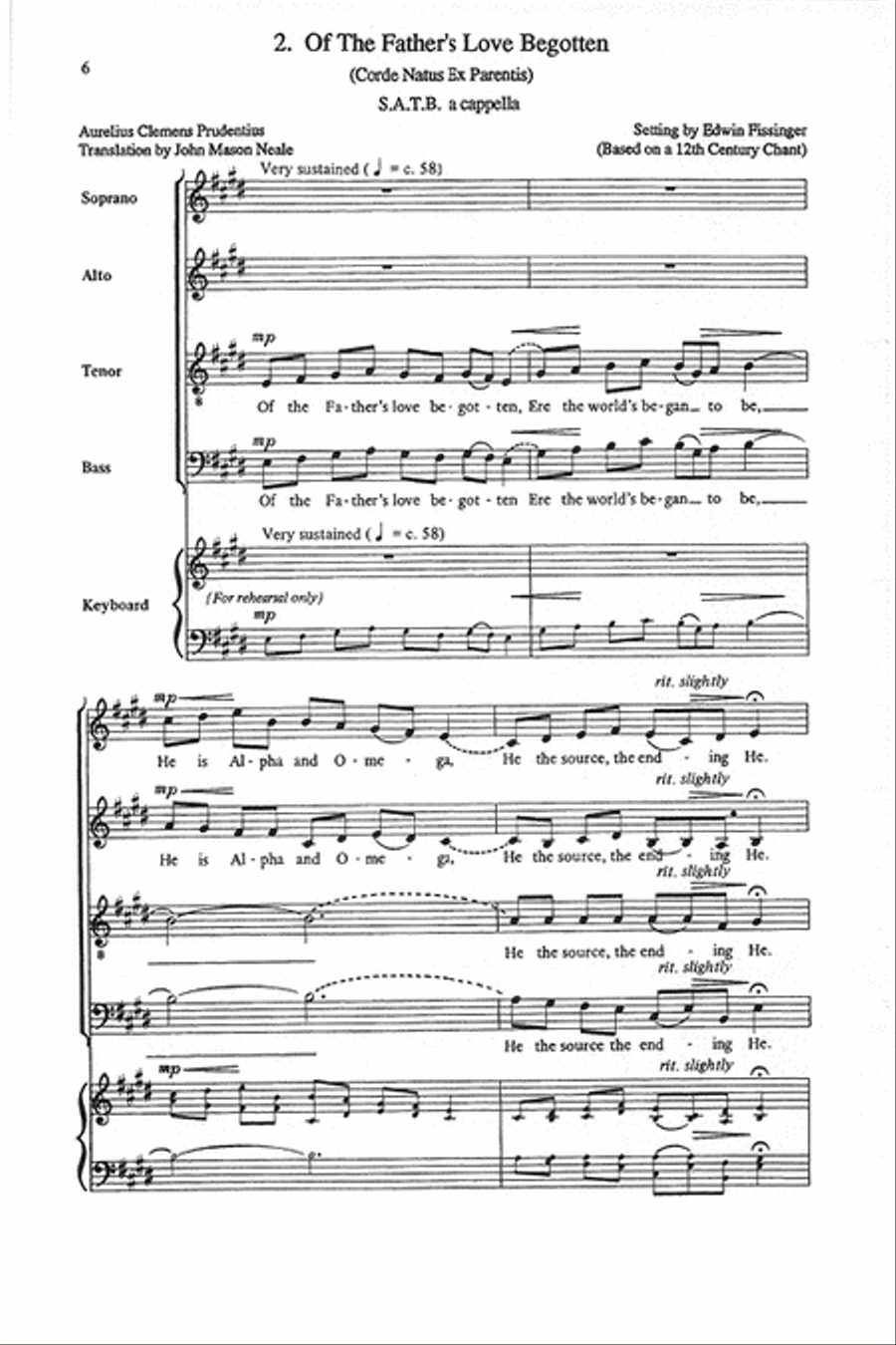 Three Sacred Pieces (1. Joyfully Let Praises Ring, 2. Of the Father's Love Begotten, 3. Adoro te devote) 4-Part scores gallery preview page 6