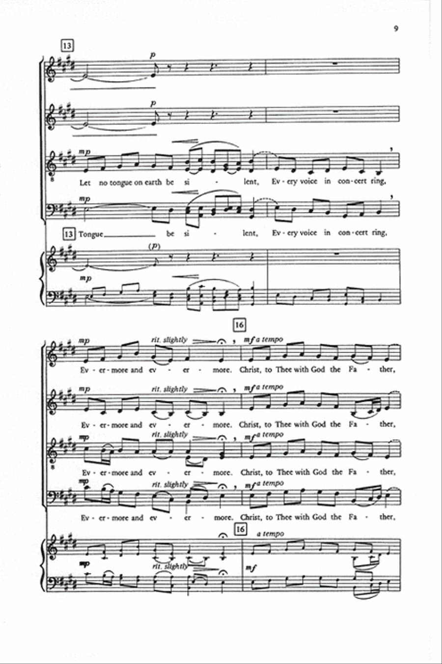 Three Sacred Pieces (1. Joyfully Let Praises Ring, 2. Of the Father's Love Begotten, 3. Adoro te devote) 4-Part scores gallery preview page 9
