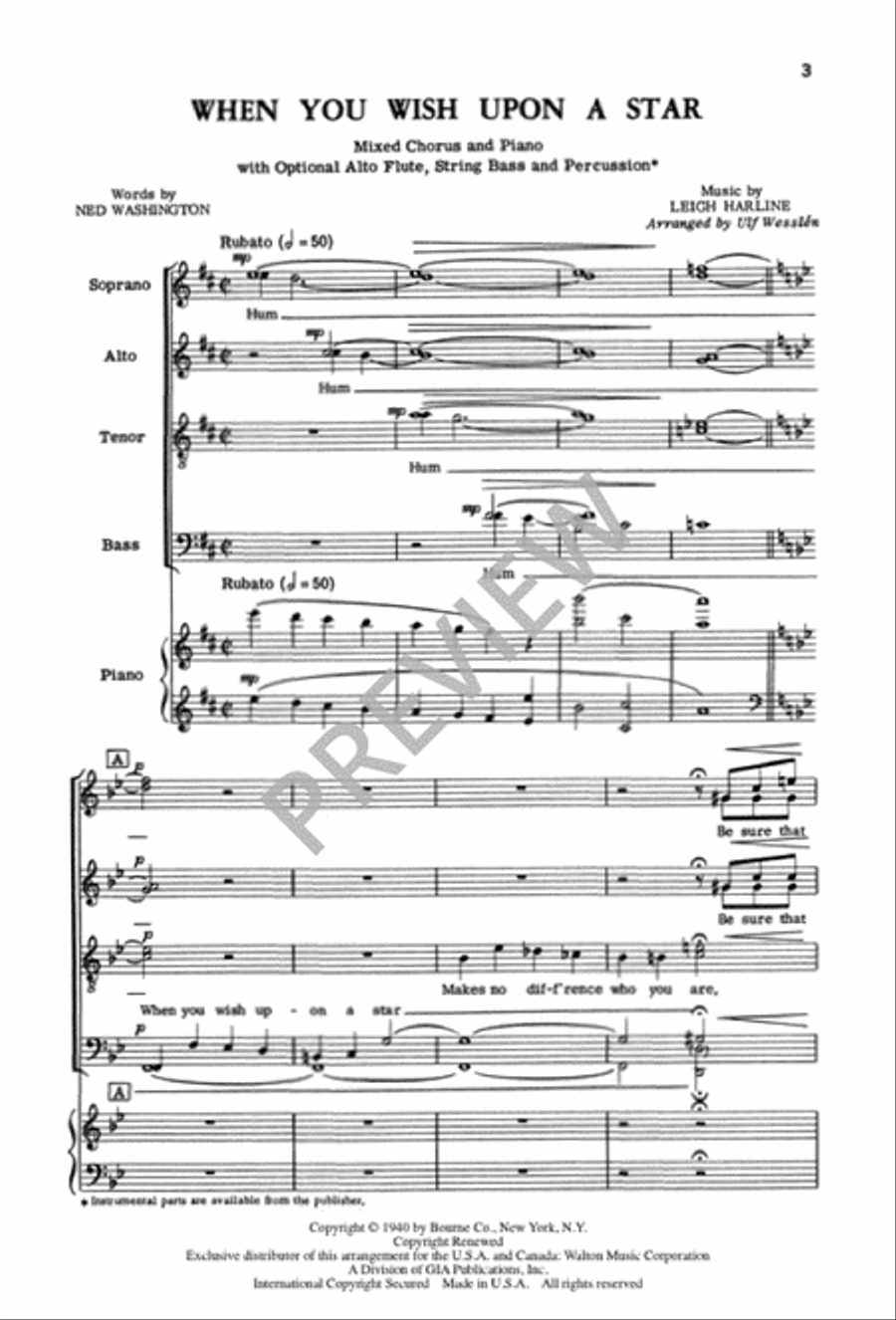 When You Wish Upon a Star (Vocal Score) Divisi scores gallery preview page 3