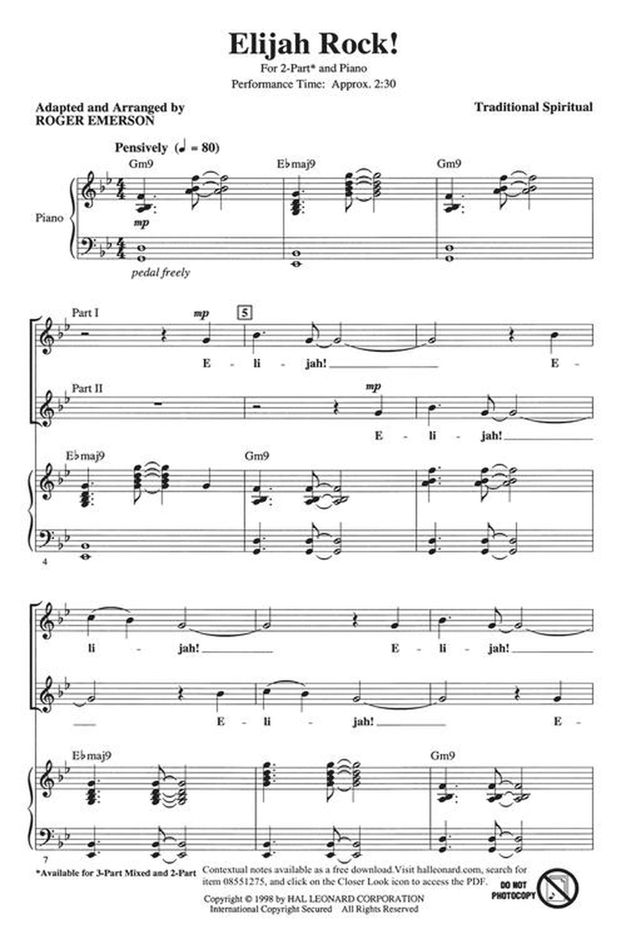 Elijah Rock! Elijah Rock! 2-Part scores gallery preview page 3