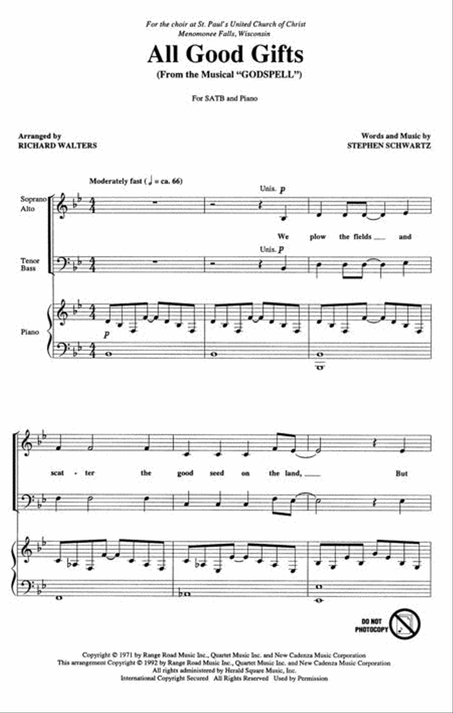 All Good Gifts (from Godspell) 4-Part scores gallery preview page 2