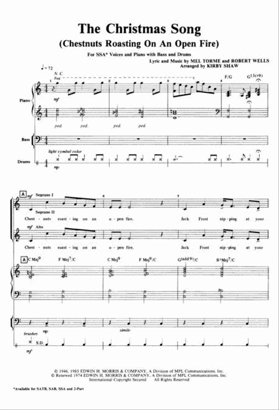 The Christmas Song (Chestnuts Roasting on an Open Fire) SSA scores gallery preview page 2