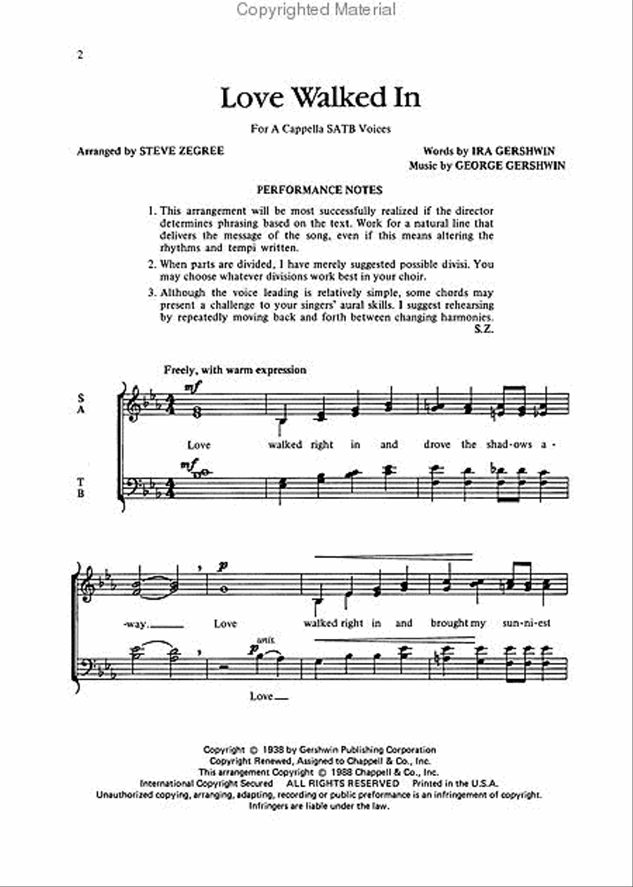 Love Walked In Love Walked In 4-Part scores gallery preview page 2