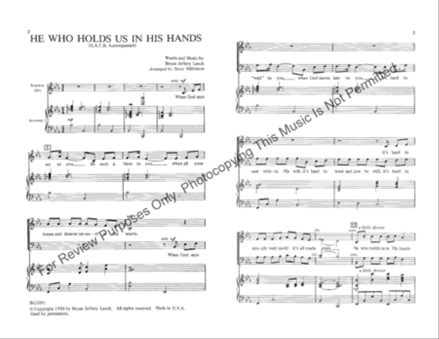 He Who Holds Us in His Hands 4-Part scores gallery preview page 2