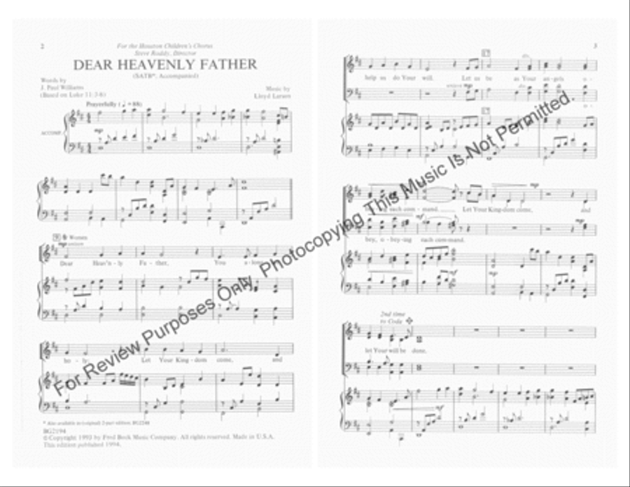 Dear Heavenly Father Dear Heavenly Father 4-Part scores gallery preview page 2
