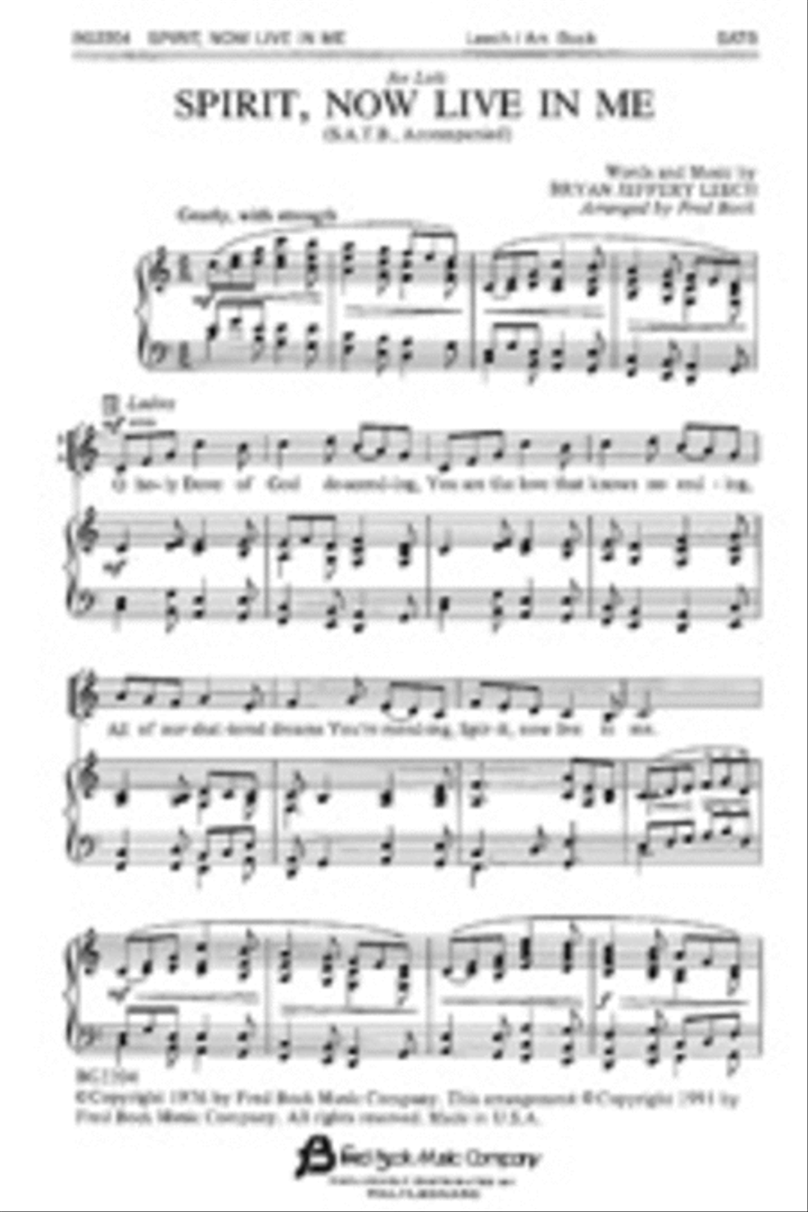 Spirit, Now Live in Me Spirit, Now Live in Me 4-Part scores gallery preview page 1