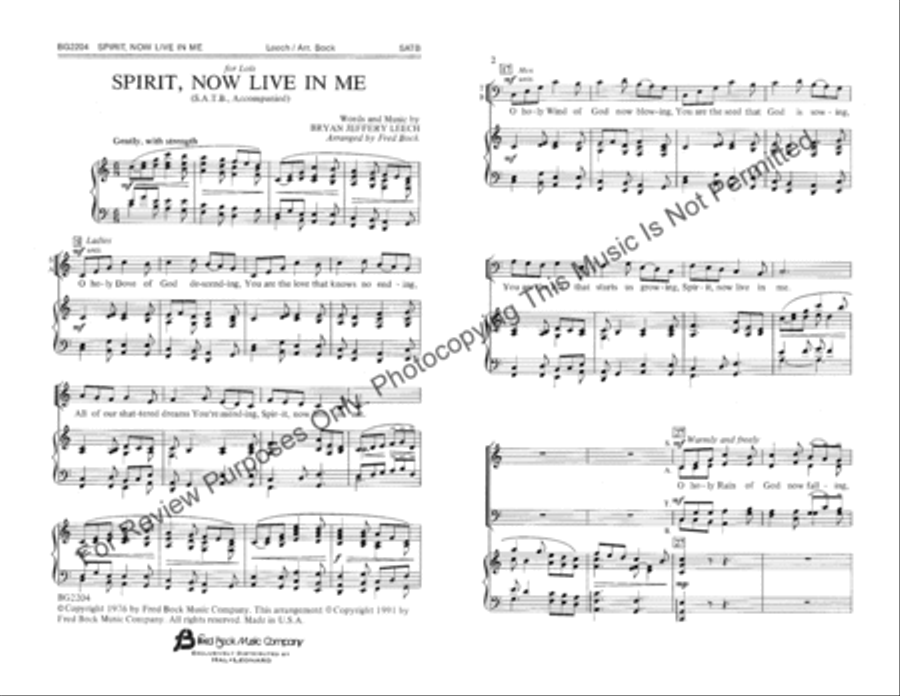 Spirit, Now Live in Me Spirit, Now Live in Me 4-Part scores gallery preview page 2