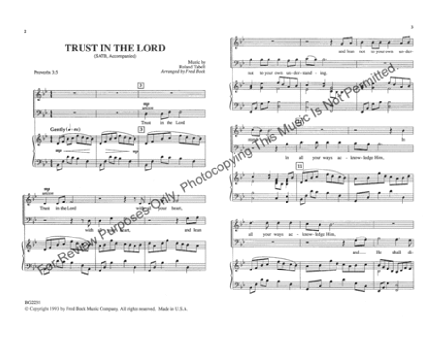 Trust in the Lord by Fred Bock 4-Part - Sheet Music page 2
