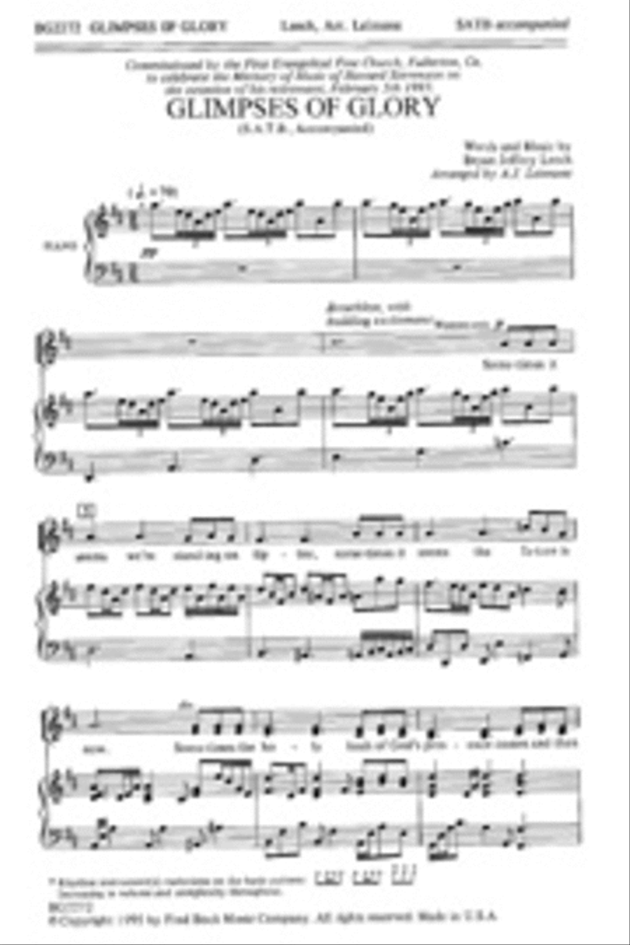 Glimpses of Glory Glimpses of Glory 4-Part scores gallery preview page 1