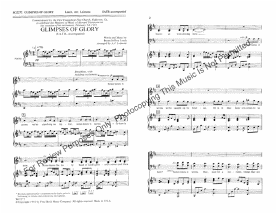 Glimpses of Glory Glimpses of Glory 4-Part scores gallery preview page 2