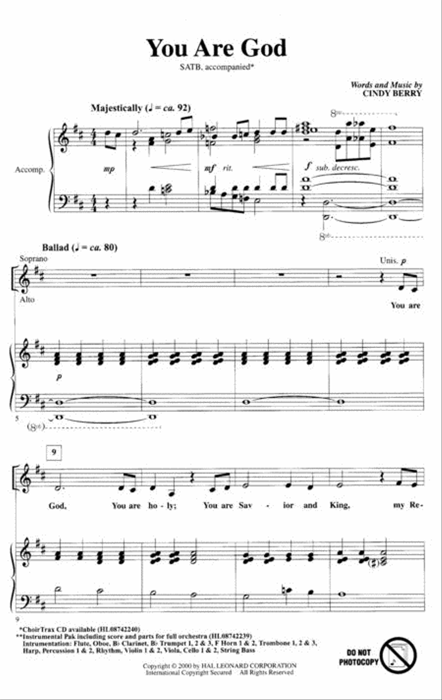 You Are God You Are God 4-Part scores gallery preview page 2